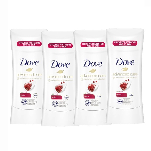 [079400484857] Desodorante En Barra Antitranspirante Cuidado Avanzado Go Fresh Revive, Dove 74g / 4 Pack
