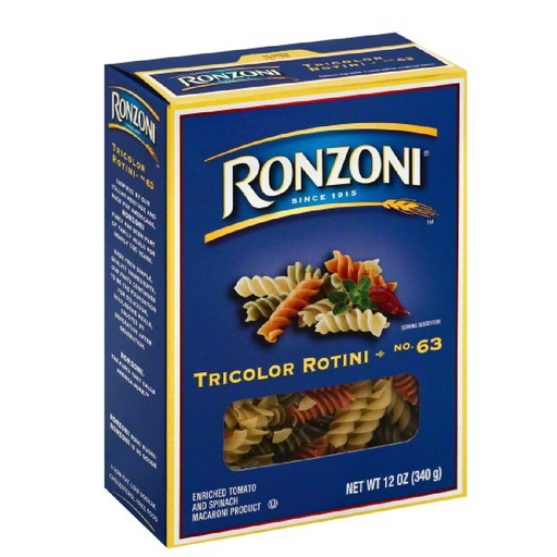 [071300800522] Pasta Rotini Tricolor, Ronzoni / 340g