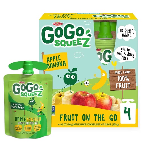 [890000001127] Compota Manzana-Cambur 100% Fruta, Go Go / 4 Pack / 90g