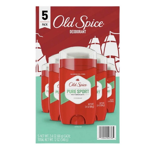 [012044047378] Desodorante Old Spice Pure Sport, 5 Pack / 68g