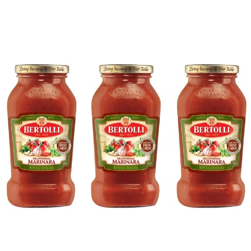 Salsa Tradicional Marinara Con Hierbas Italianas y Salsa De Ajo Fresco, Bertolli / 3 Pack / 680g