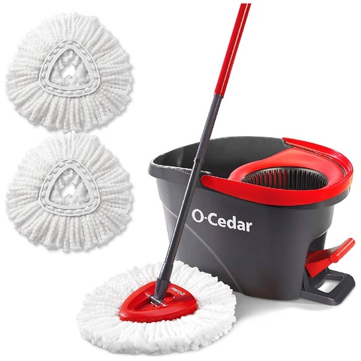 [10041785968519] O-Cedar - Trapeador Giratorio De Microfibra EasyWring Con Sistema De Tobo Escurridor Manos Libres + 2 Recargas