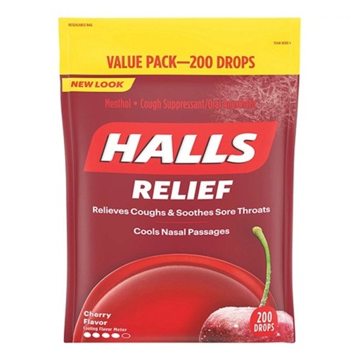[312546621534] Halls Relief Sabor Cereza, 200 Pack