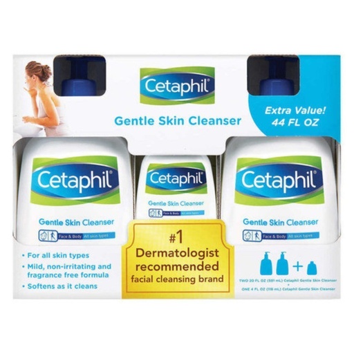 [302990110296] Limpiador Facial y Corporal, Cetaphil 3 Pack / 591ml / 118ml