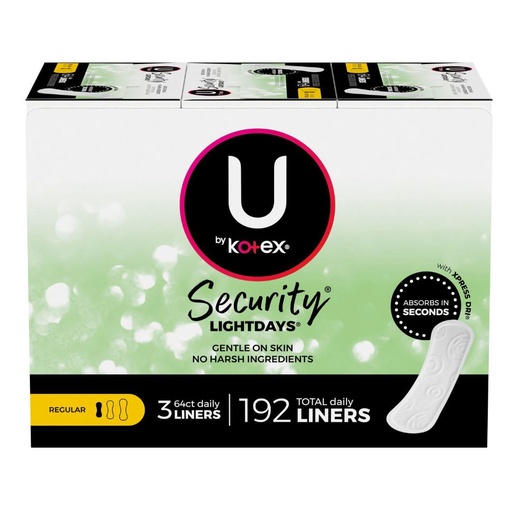 Protectores Diarios Regular Sin Perfume, U by Kotex / 192 Pack