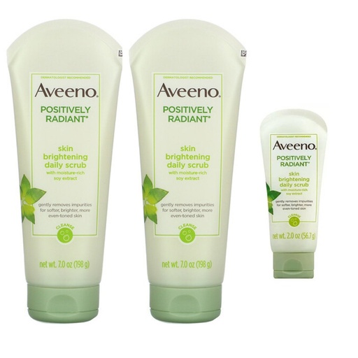 [381371192830] Exfoliante Diario Positively Radiant, Aveeno / 3 Pack / 198 g / 1 Travel Size 56.7 g