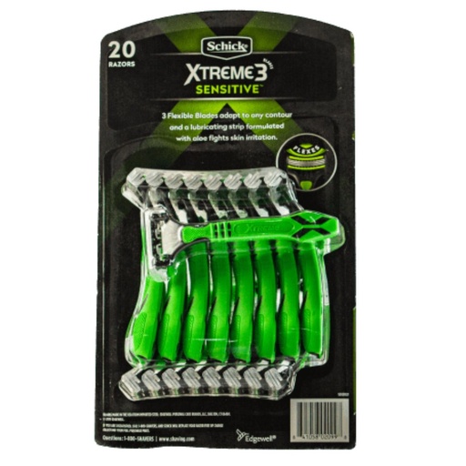 [841058020998] Afeitadora Desechables Schick Xtreme - Juego de 3 Cuchillas Flexibles Para Pieles Sensibles, 20 Pack
