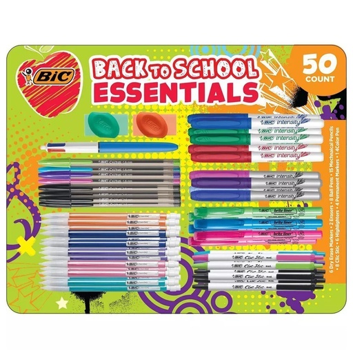 Set De Bolígrafos, Portaminas, Resaltadores y Marcadores, BIC / 50 Und