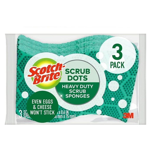 [076308909949] Esponjas Para Fregar Scrub Dots, Scotch-Brite / 3 Pack.
