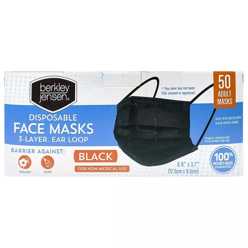 [888670106075] Mascarilla De Uso General, Berkley Jensen / 50 Pack / Color Negro
