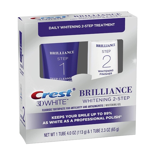 [037000938781] Kit De Tratamiento Blanqueador 2 Pasos - Crest 3D White Brilliance - Pasta De Dientes Deep Clean (113g) + Gel Blanqueador Dental (65g)