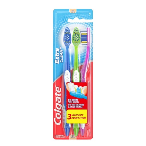 [035000550057] Cepillo Dental Colgate - Extra Clean / 3 Pack / Cerdas Suaves