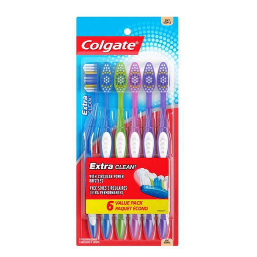 [035000972163] Cepillo Dental Colgate - Extra Clean / 6 Pack / Cerdas Suaves