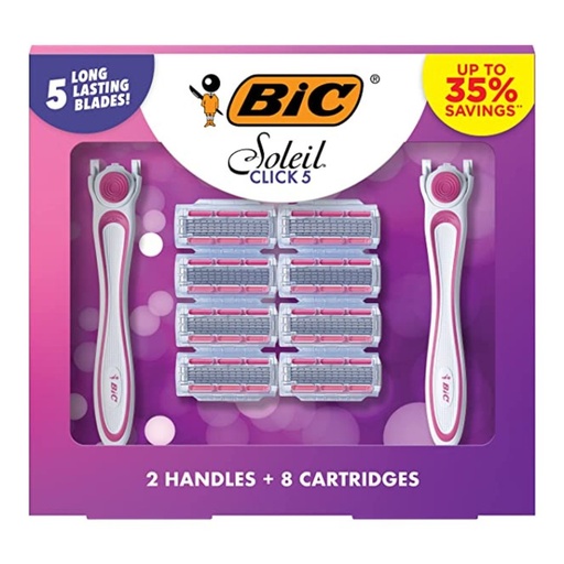 [070330749092] Afeitadora De Dama Bic Soleil Click 5 / 2 Mangos / 8 Repuestos