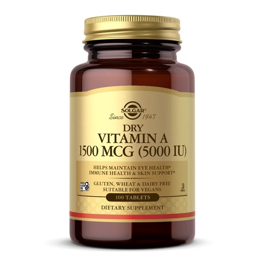 [033984028203] Vitamina A 1500mcg (5000 IU) / Solgar / 100 Tabletas