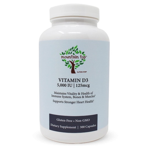 [810023840381] Vitamina D3 125mcg Gluten Free - Vegano / Mountain Top / 300 Capsulas