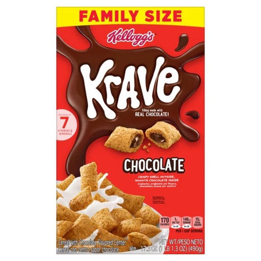 [038000199264] Cereal Con Centro Sabor Chocolate Krave, Kellogg’s / 490g