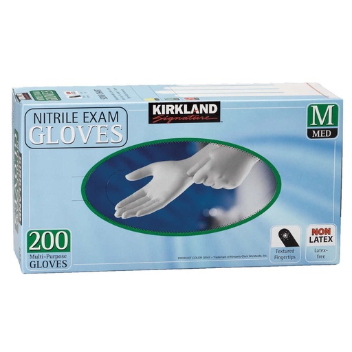 [0096619408399] Guantes De Nitrilo Multi-Uso / Kirkland / 200 Pack / Talla M