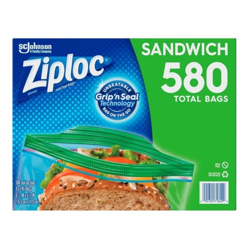 [0025700716020] Bolsas Ziploc Grip’s Seal - Para Sandwich / 145 Und / 4 Pack / 580 Total