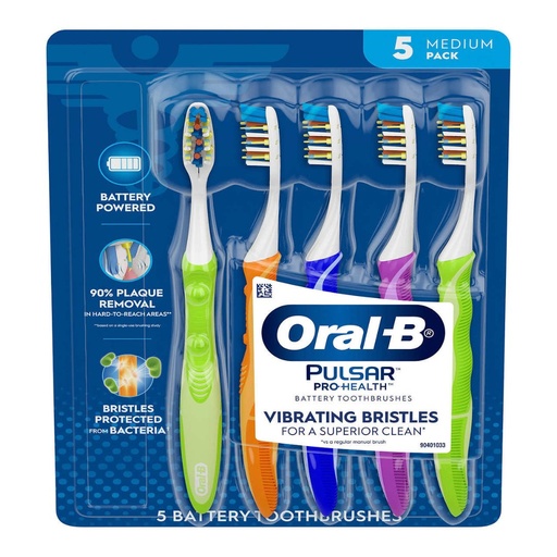 [0300410110574] Cepillo De Dientes Con Batería, Oral-B Pulsar Pro-Health - 5 Pack / Cerdas Medio