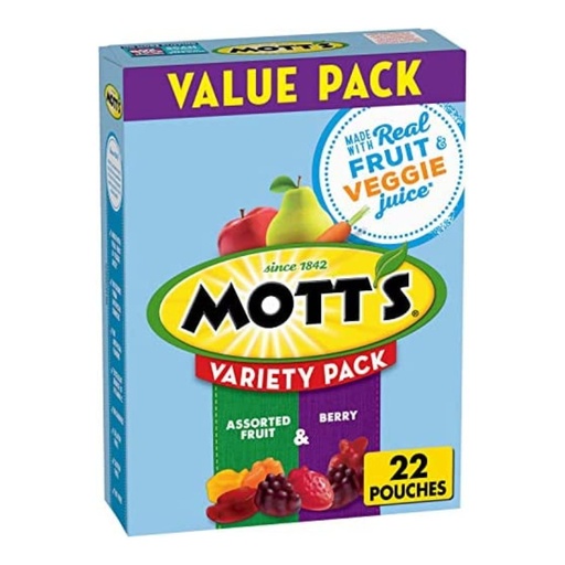 [016000494343] Gomitas Sabores Frutales Variados y Berry Mott’s / 22.6g / 22 Pack