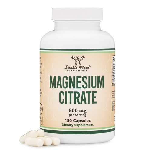 [X003AMKUS3] Citrato de Magnesio 800mg / Double Wood / 180 capsulas