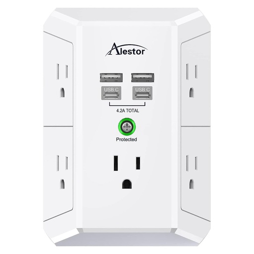 Adaptador De Corriente Múltiple 5x AC 2x USB 2x USB-C / HR-519A / Alestor