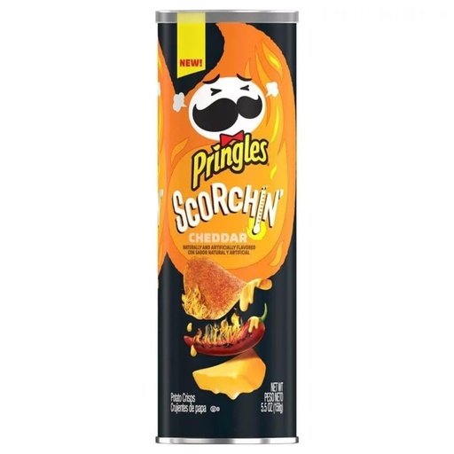 [038000245534] Papas Pringles Scorchin Cheddar / 158g
