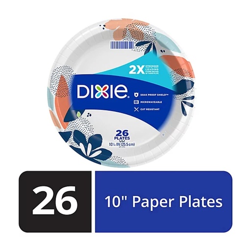 [042000151320] Platos De Carton Dixie / 26 Pack / 25.5cm