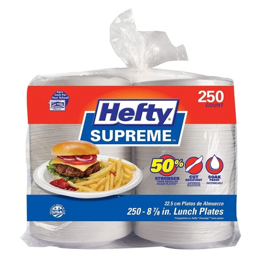 [013700809514] Platos De Anime, Hefty Supreme / 250 Pack / 22.5 cm