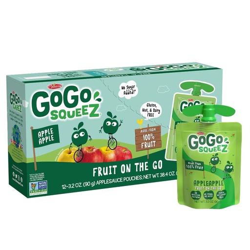 [890000001158] Compotas Naturales De Frutas Y Vegetales - Doble Manzana / GoGo Squeez / 12 Pack / 90g / 1.08Kg