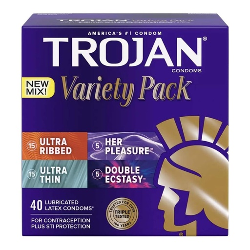 [022600999492] Preservativos Paquete Variado, Trojan / 40 Pack