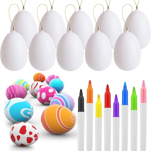 Huevos De Pascua Blancos / 8 Marcadores + 30 Huevos