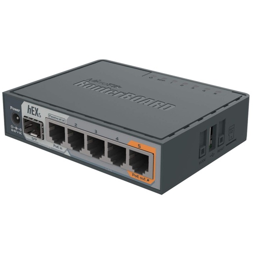 Mikrotik Mikrotik hEX S RB760iGS Router 5X Gigabit Ethernet,SFP, CPU De Doble Núcleo 880MHz