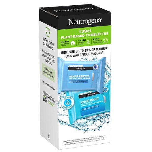 [070501047361] Toallitas Desmaquillantes Ultra Suaves Hydro Boots / Neutrogena / 139und