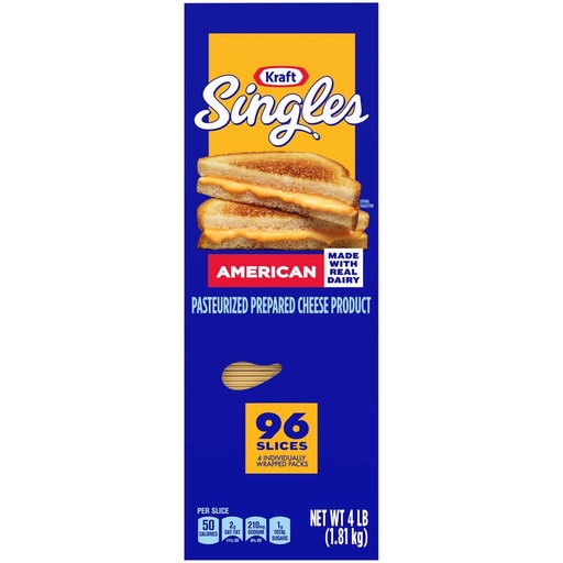 [021000633609] Queso Americano Singles / Kraft / 96 Pack / 1.81 Kg