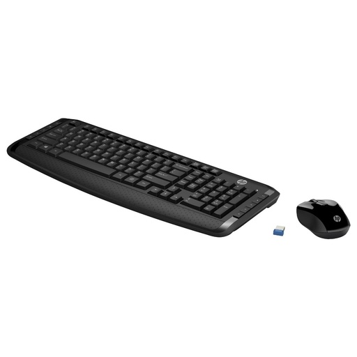 Teclado y Mouse Inalámbrico HP 300 - Conexión USB / Color Negro