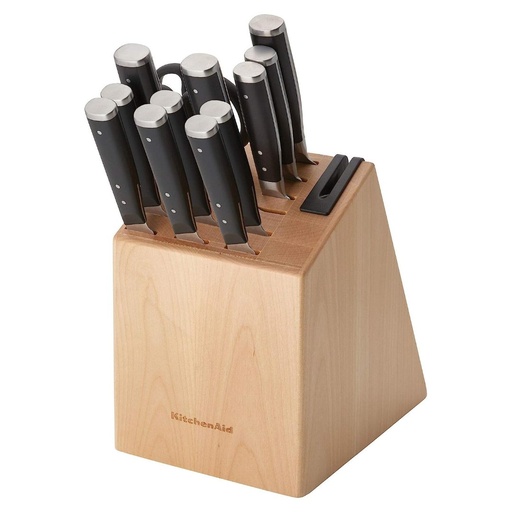 KitchenAid Juego De Cuchillos Forjados Con Triple Remache - Afilador De cuchillos Integrado / 14 Piezas