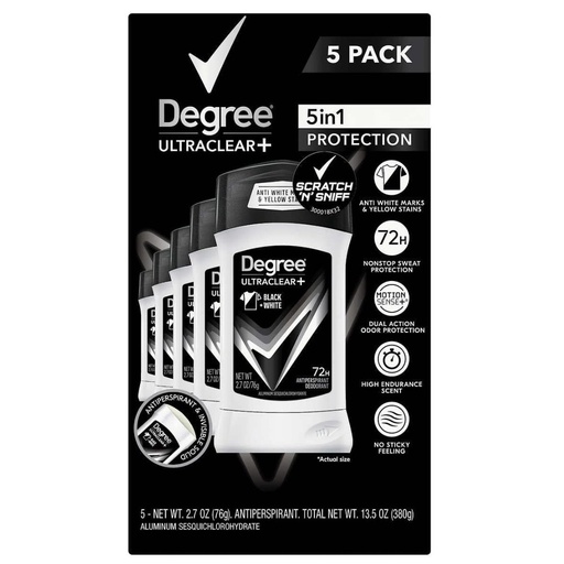 [0079400494184] Desodorante Antitranspirante Degree Men UltraClear+ / 72H / 76g / 5 Pack