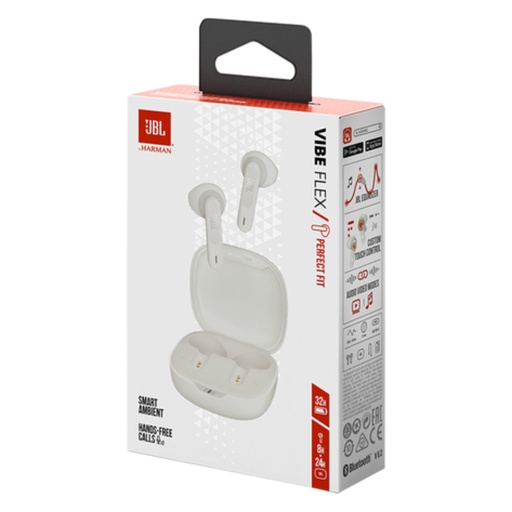 Audífonos Inalámbricos JBL Vibe Flex / Resistente Al Agua y Polvo / Batería 32H / Color Blanco
