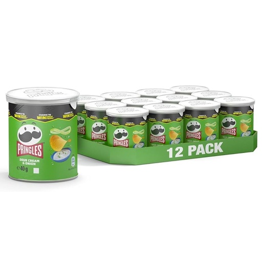 Papas Pringles Sabor Crema y Cebolla / 12 Pack / 40g