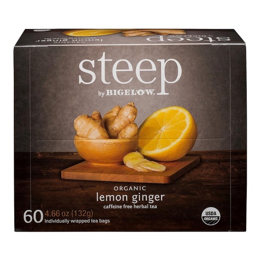 [072310290884] Té Orgánico De Limón Y Jengibre / Steep By Bigelow / 60 Pack / 132g