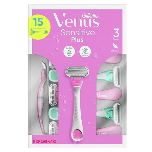 [047400672574] Afeitadoras Desechables Gillette Venus Sensitive Plus / 15 Pack