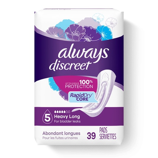 Toallas Sanitarias Always Discret - Largas y Pesadas / 39 Pack