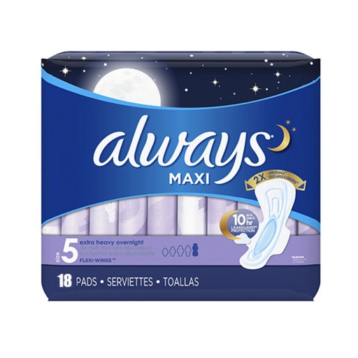 Toallas Sanitarias Nocturnas Con Alas - Always Maxi / 18 Pack