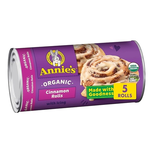 [013562472925] Cinnamon Rolls Orgánicos Con Glaseado, Annie´s / 495g / 5 Rollos