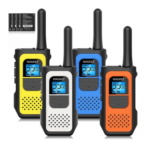 Walkie Talkies Recargable De Largo Alcance, Radios De 2 Vías, 22 Canales VOX Scan - Cable USB-C / NXGKET / 4 Pack