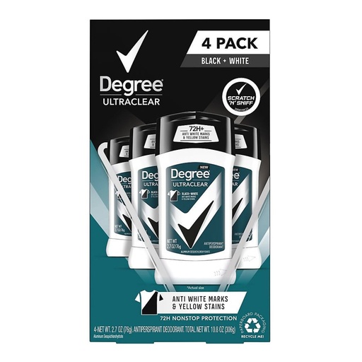 [079400473905] Desodorante Antitranspirante Degree Men UltraClear / 72H / 76g / 4 Pack