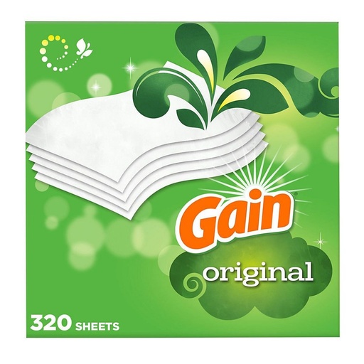 [037000981053] Hojas Suavizantes Para Secadora / Gain Original / 2 Pack / 160 Hojas