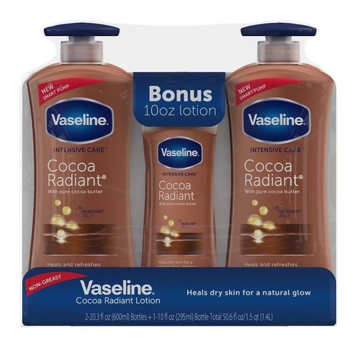 [305210611108] Loción Corporal De Cuidado Intensivo Cocoa Radiant - Vaseline / 2 Pack 600mL + 295mL